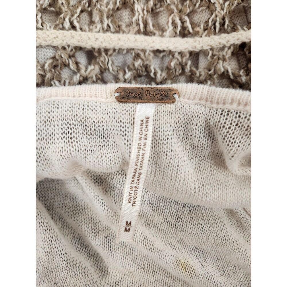 Free People Womens Open Knit Sweater Medium Boho Layered Gauze Tunic - Picture 4 of 14